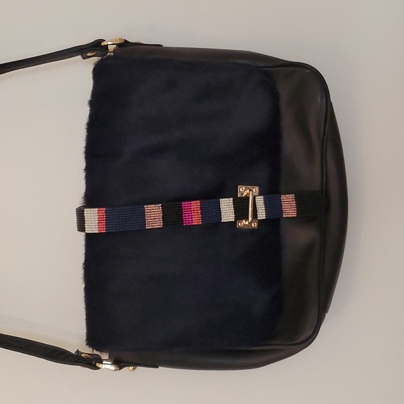 Lizzie Fortunato navy leather crossbody bag - Picture 1 of 11